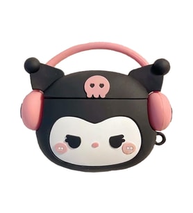 Microsonic Samsung Galaxy Buds 3 Kılıf Cartoon Figürlü Silikon Crtn-Fgr-Krm (Siyah-Pembe)