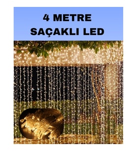Mey İthalat® 4 Metre Icicle Şelale Led Perde Işık Sarı Aydınlatma