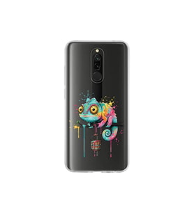 Redmi 8 ile Uyumlu Splash Bukalemun Tasarımlı Şeffaf Silikon Kılıf