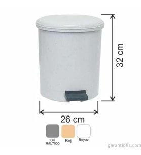 Garanti Metal 7137 Plastik İç Kovalı Yuvarlak Pedallı Çöp Kovası (15 Litre)