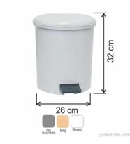 Garanti Metal 7137 Plastik İç Kovalı Yuvarlak Pedallı Çöp Kovası (15 Litre)