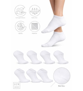 Bambu Unisex Beyaz Patik Çorap 20’li Set – Erkek Kadın Uyumlu, Nefes Alır, Yumuşak Dokulu