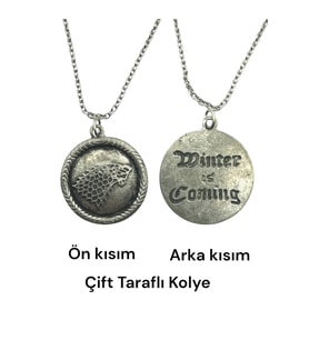 Game of Thrones Tarzı Çift Taraflı Unisex Kolye – 60 cm Zincirli, Efsanevi Sembollerle Özel Tasarım (Gümüş)