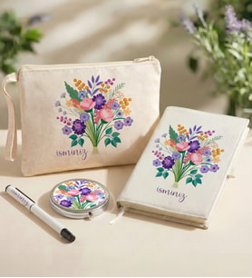 Kişiye Özel Defter Kalem Bez Çanta El Aynası Hediye Seti