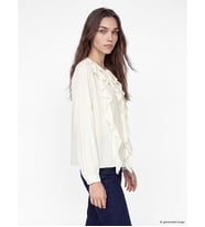 LCW Modest Ekru Bağlamalı Yaka Fırfırlı Bluz