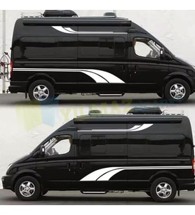 Karavan Çekme Yan Şerit Oto Sticker Modifiye Çıkartma Yapıştırma Etiket (2 Adet 400 x 28 Cm - 220 x 23 Cm Ölçü)