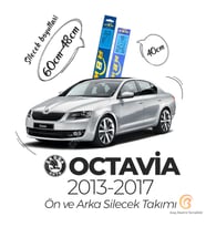 RBW Ön ve Arka Silecek Seti Skoda Octavia 2013-2017 ile uyumlu (Siyah)