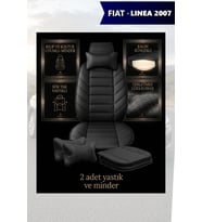 fiat linea 2007 Koltuk ve Kılıf uyumlu Siyah Yastık Minder Lüks 2 Minder 2 Yastık