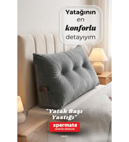 Yatak Başı Yastığı Sırt ve Bel Destek Yastığı 140 cm Yaslanma ve Dinlenme Yastığı (Gri)