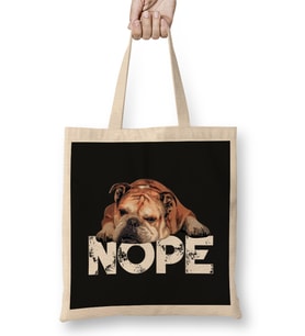 Nope Lazy English Bulldog Dog Lover Gift Bez Çanta Uzun Saplı