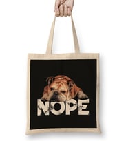 Nope Lazy English Bulldog Dog Lover Gift Bez Çanta Uzun Saplı