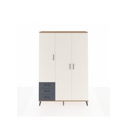 Arges Dolap 6 Raflı 3 Çekmeceli Tek Askılı 132x30x195 Çam-Aytaşı/Antrasit