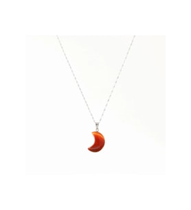 Akik Doğal Taş Hilalli Kolye, Gümüş Zincir