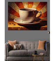 Bir Fincan Kahve Retro Tasarım Dekoratif Kanvas - Mdf Ahşap Tablo