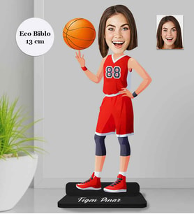 Kişiye Özel Basketbolcu Kadın Ahşap Eco Biblo -1