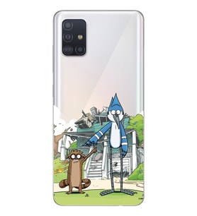 Samsung Galaxy A51 Uyumlu Mordecai ve Rigby Tasarımlı Şeffaf Telefon Kılıfı