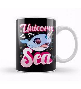 Cute & Funny Narwhal Unicorn Of The Sea Kupa Bardak Porselen