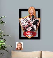 BK Gift Kişiye Özel İsimli Kadın Motorcu Karikatürlü 3D Ahşap Tablo-2