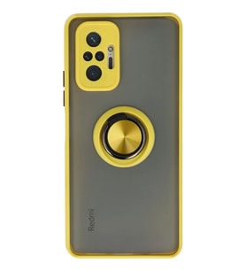 Newface Xiaomi Redmi Note 10 Pro Kılıf Montreal Yüzüklü Silikon Kapak - Sarı