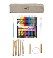Beyaz Seramik Hamuru 6 kg Rich Master Mix Akrilik Set Ana Renkler 6lı 60cc Ebeşuar Seti Seramik Seti