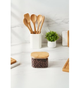 Bambum Multy - Bambu Kapaklı Cam Saklama Kabı 600ml (Şeffaf)