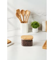 Bambum Multy - Bambu Kapaklı Cam Saklama Kabı 600ml (Şeffaf)