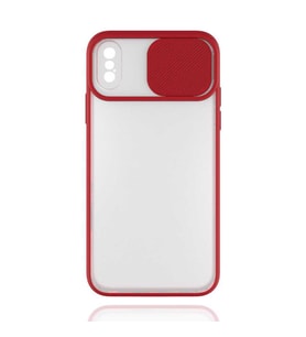 Uyumlu Model Apple iPhone XS 5.8 Kılıf Kamera Kapatmalı Lensi Case (Kırmızı)