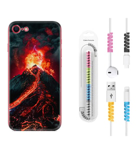 Apple iPhone 5 6 7 8 Plus Se XR Kılıf Kablo Koruma Spiral Silikon Yanardağ 1611