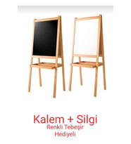 Çift Taraflı Ahşap Çocuk Yazı Tahtası ve Kalem Seti Hediyeli