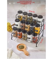 Şık Metal Standlı 15 Parça Baharat Takımı, Pratik ve Estetik Depolama