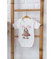Pia Baby Premium %100 Pamuk İsme Özel Organik Baskılı Çıtçıtlı Bebek Body Zıbın Modelleri 5093-16 (Ekru)