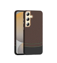Galaxy S24 Kılıf M-safe Şarj Özellikli Karbon Fiber Görünümlü Gros Kılıf Gold-Siyah