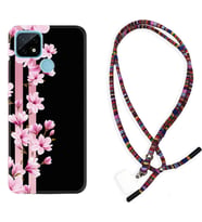 Realme C11 C21 C21Y C25Y C11 2021 Kılıf Boyun Asklı Rasta Silikon Pink Flowers 3 1393