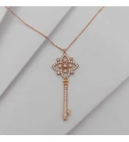 Gümüş Zirkon Taşlı Anahtar Kolye 925 Ayar