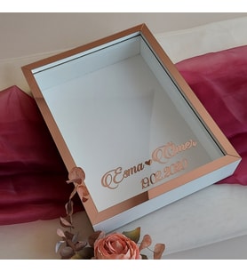 Beyaz 30x40 Cm Fotoğraf Bölümsüz Yarı Rose İsimli Ledsiz Gül Saklama Kutusu