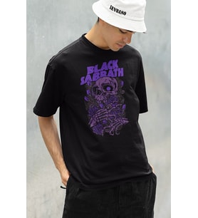 Tasarım Black Sabbath Müzik Grubu Baskılı Unisex Oversize Rock Metal Tişört