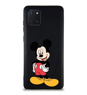 Samsung Galaxy A81 Soft Premier Kapak Mickey Mouse-E Tasarımlı Silikon Kılıf - Siyah (Şeffaf)