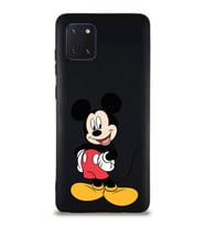 Samsung Galaxy A81 Soft Premier Kapak Mickey Mouse-E Tasarımlı Silikon Kılıf - Siyah (Şeffaf)
