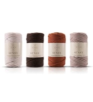 SENSY Premium Taranan Makrome Makrame Hobi İpi 4lü Set Ekru - Acı Kahve - Kiremit - Sütlü Kahve