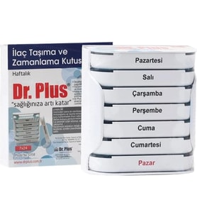 Dr. Plus Haftalık Ilaç Hap Saklama ve Zamanlama Kutusu RENK:BEYAZ-KIRMIZI