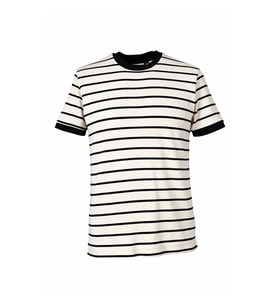 Trender 4038 Ekru Erkek T-Shirt O Yaka Çizgili