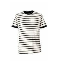 Trender 4038 Ekru Erkek T-Shirt O Yaka Çizgili