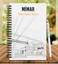 Kişiye Özel Mimar Tasarımlı Ahşap Defter Ve Kalem Seti