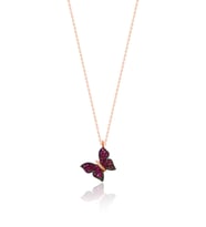 Kelebek Kolye Taşlı Rose Gümüş Bayan Kolyesi 925 Ayar Uc-510