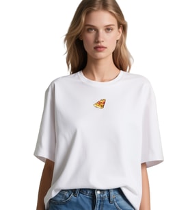 PİZZA OVERSİZE UNİSEX T-SHİRT (Beyaz)