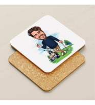 Kişiye Özel Golf Aşığı Erkek Karikatürlü Bardak Altlığı