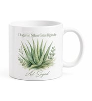 Aloe Vera Bitkisi Çizimli Cilt Sağlık Güzellik Kupası Hediye Bardak