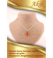 Akik Kolye Ucu Silver Zincir ile Birlikte M351