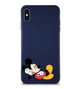Apple iPhone XS Max Soft Premier Kapak Mickey Mouse-F Tasarımlı Silikon Kılıf - Lacivert (Şeffaf)