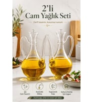 2'li Borosilikat Cam İbrik Yağlık Sirkelik Seti 750 ml - Damlatmaz Yağdanlık
